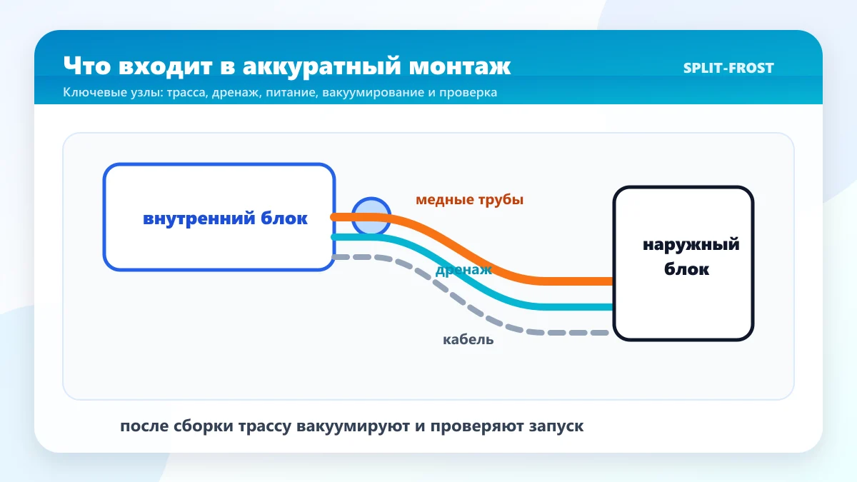 Схема трассы кондиционера между внутренним и наружным блоком